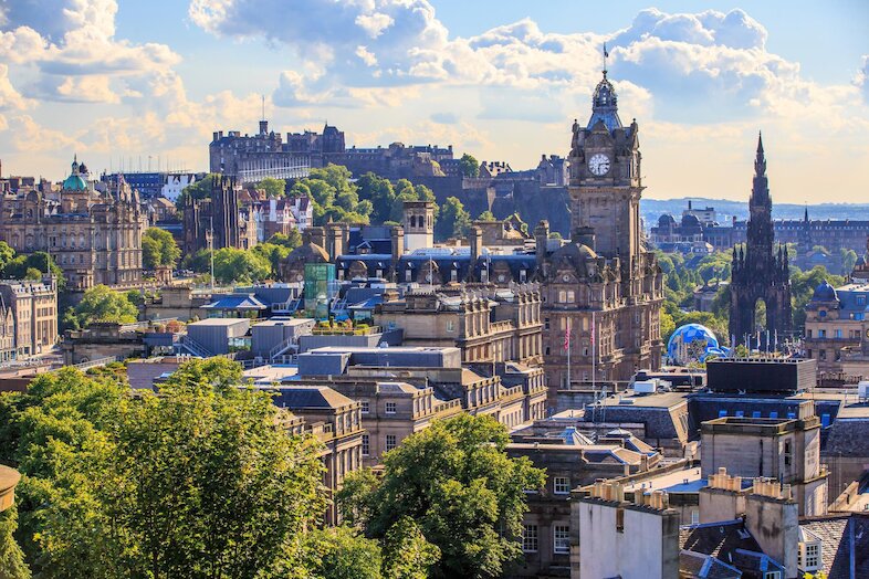 Edinburgh skyline with castle in background