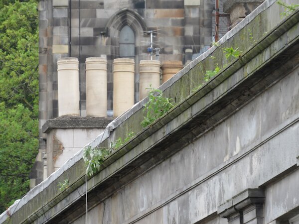 building roof image with chimney pots