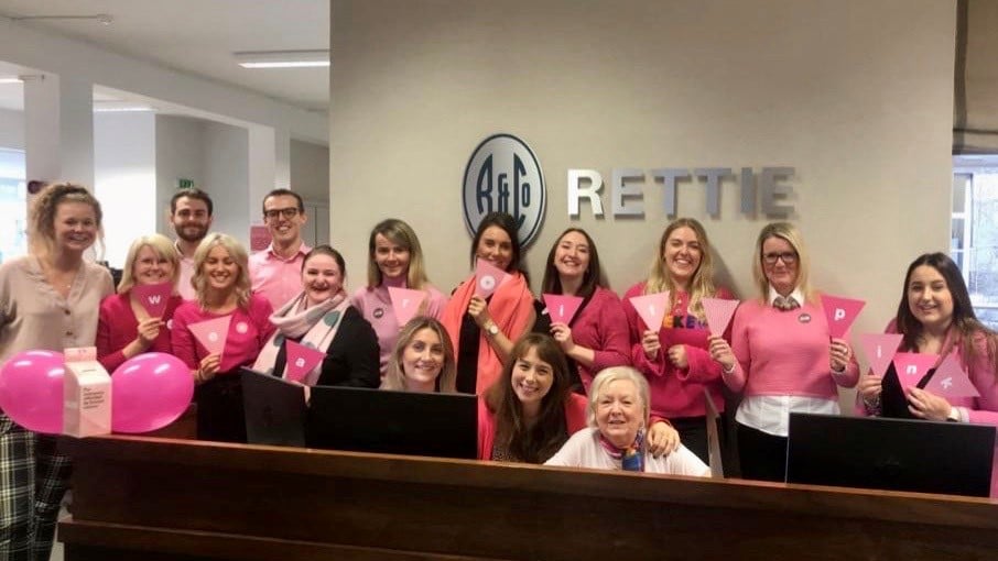 Rettie Edinburgh Lettings Team wearing pink for Breast Cancer Research