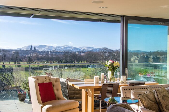 view from dining room window overlooking park land