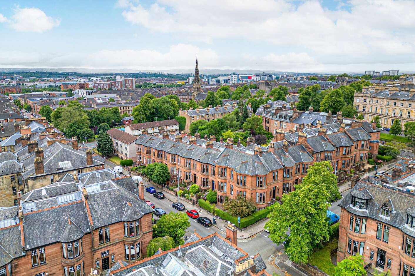 LBTT Research image showcasing drone shot of Glasgow West End