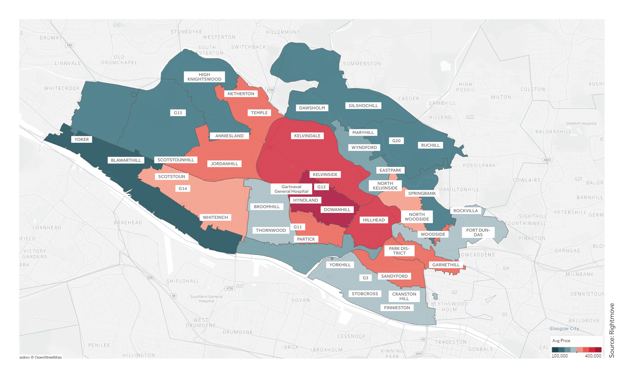 Heat Map of House Prices in West End and Surrounding Areas, 2022